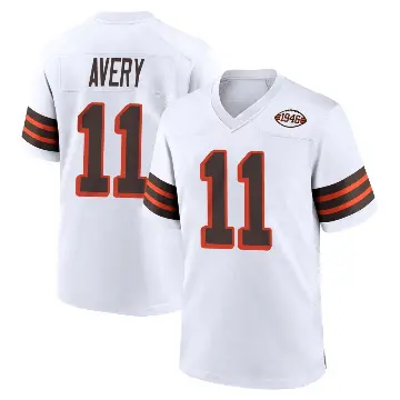 ＃11 Men's Tre Avery White Game Cleveland Browns 1946 Collection Alternate Jersey