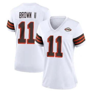 ＃11 Women's Tony Brown II White Game Cleveland Browns 1946 Collection Alternate Jersey