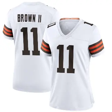＃11 Women's Tony Brown II White Game Cleveland Browns Jersey