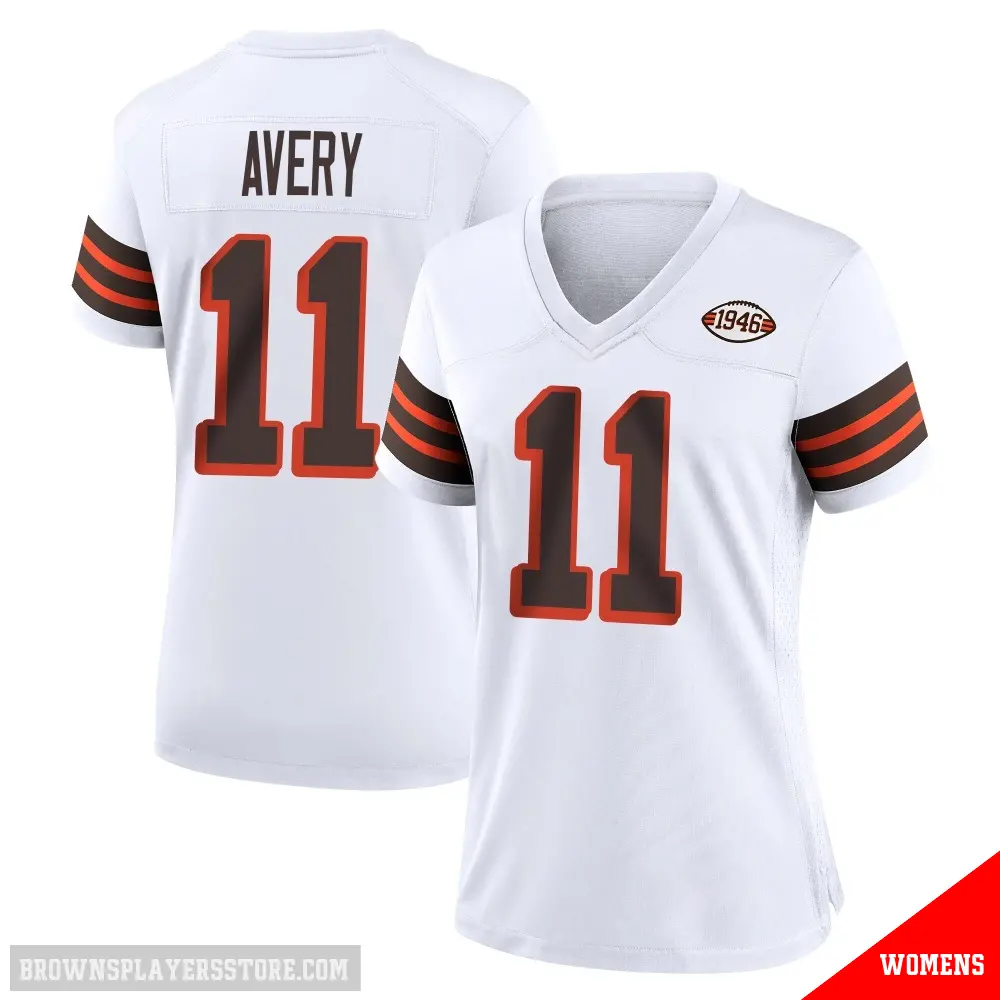 ＃11 Women's Tre Avery White Game Cleveland Browns 1946 Collection Alternate Jersey