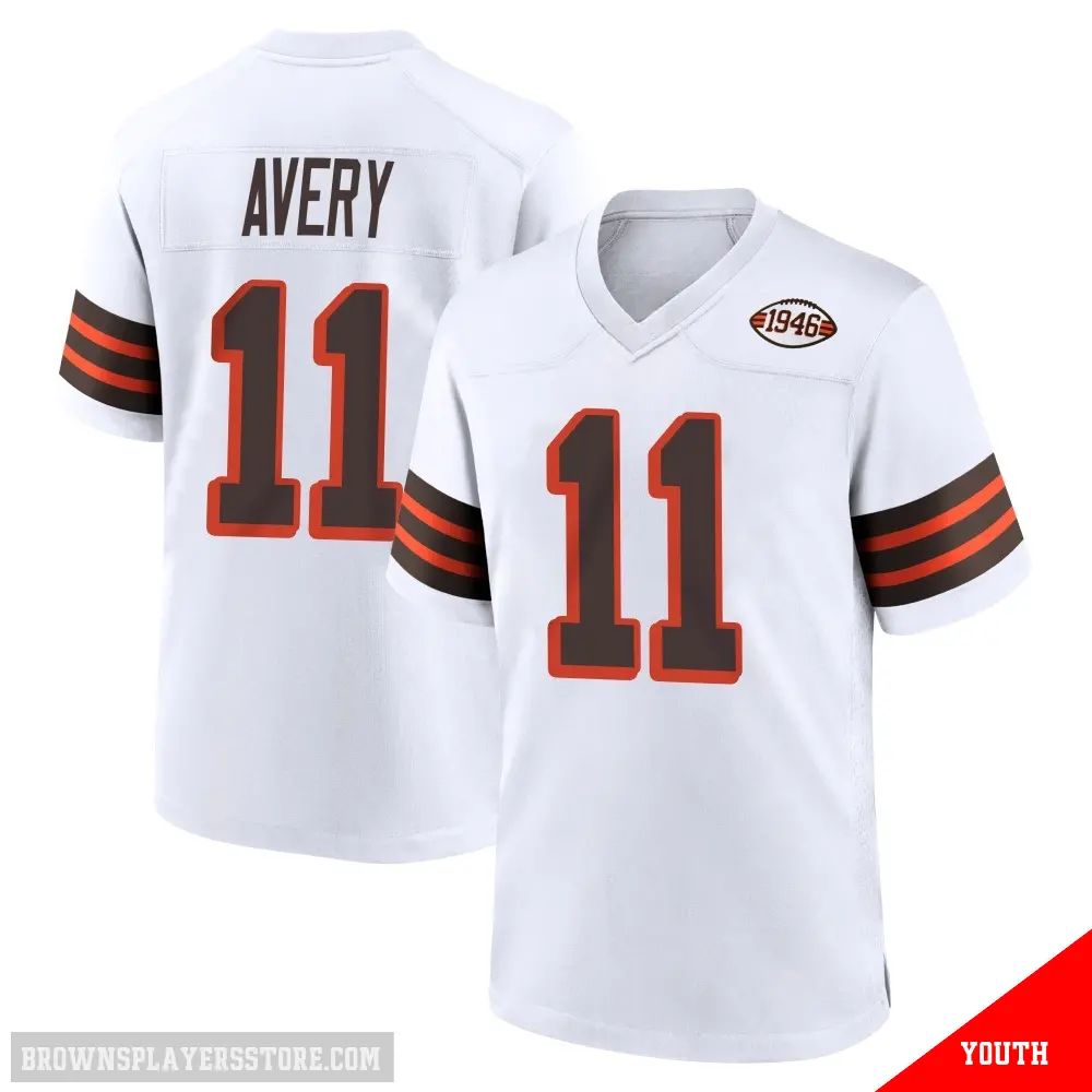 ＃11 Youth Tre Avery White Game Cleveland Browns 1946 Collection Alternate Jersey