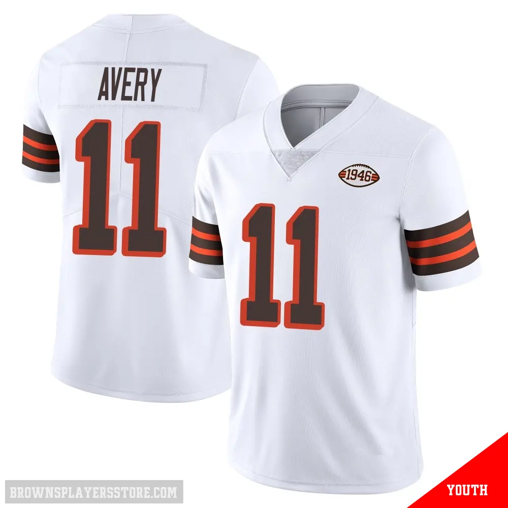 ＃11 Youth Tre Avery White Limited Cleveland Browns Vapor 1946 Collection Alternate Jersey