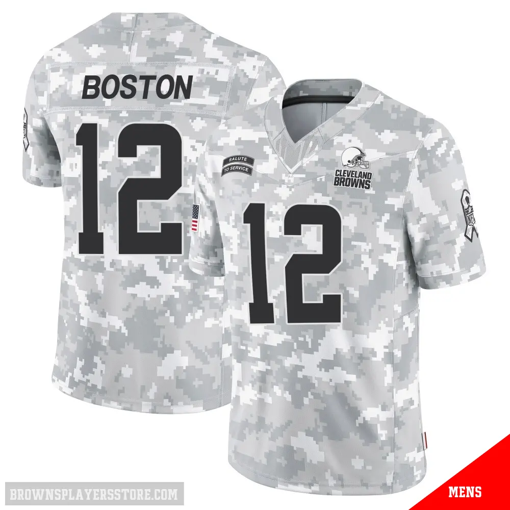 ＃12 Men's Denzel Boston Arctic Camo Limited Cleveland Browns 2024 Salute to Service Jersey