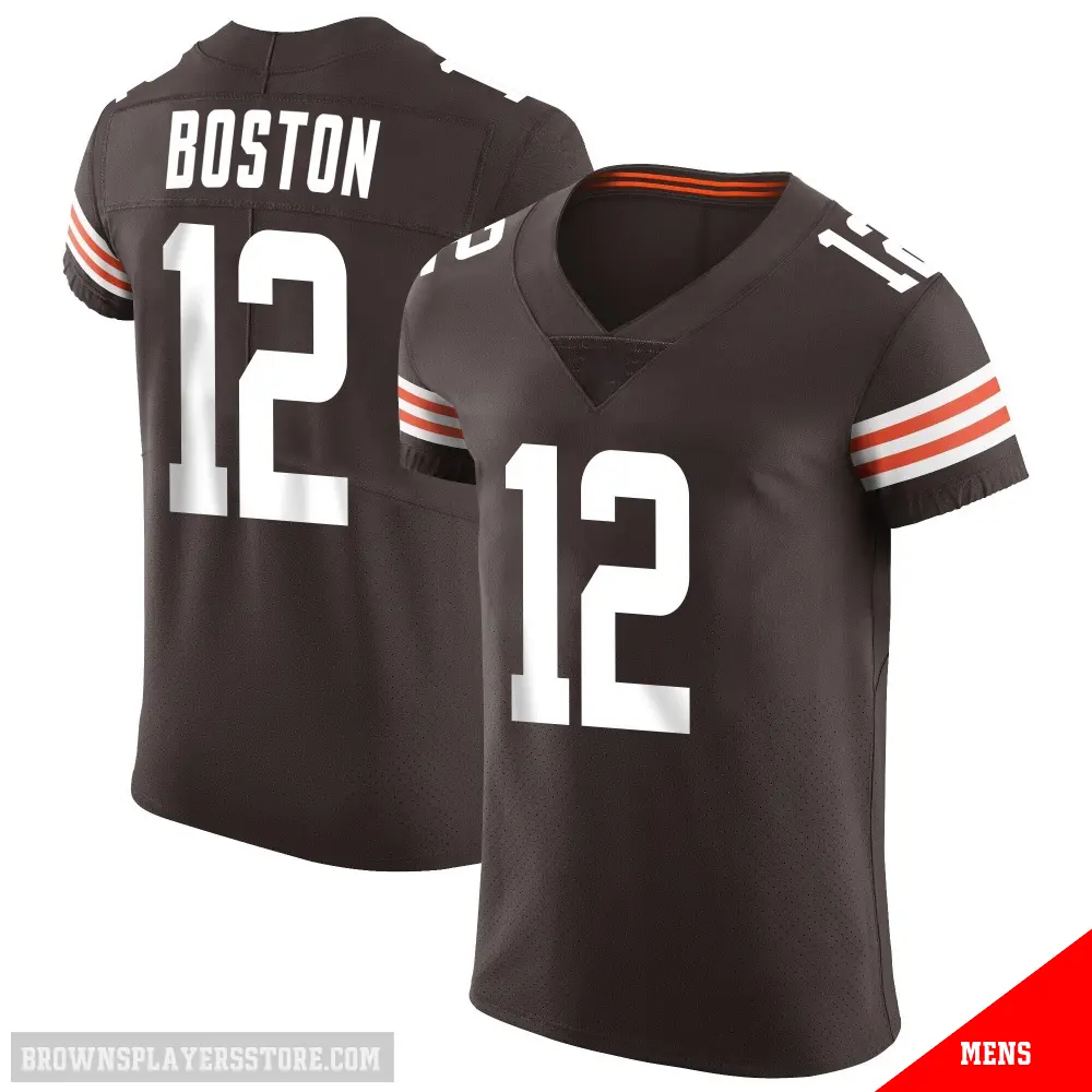 ＃12 Men's Denzel Boston Brown Elite Cleveland Browns Vapor Jersey