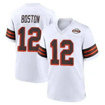 ＃12 Men's Denzel Boston White Game Cleveland Browns 1946 Collection Alternate Jersey
