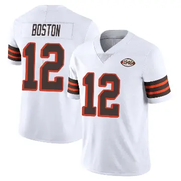 ＃12 Men's Denzel Boston White Limited Cleveland Browns Vapor 1946 Collection Alternate Jersey