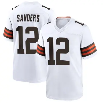 ＃12 Men's Shedeur Sanders White Game Cleveland Browns Jersey