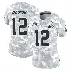 ＃12 Women's Denzel Boston Arctic Camo Limited Cleveland Browns 2024 Salute to Service Jersey