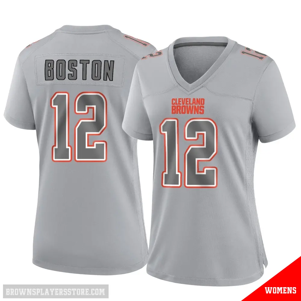 ＃12 Women's Denzel Boston Gray Game Cleveland Browns Atmosphere Fashion Jersey