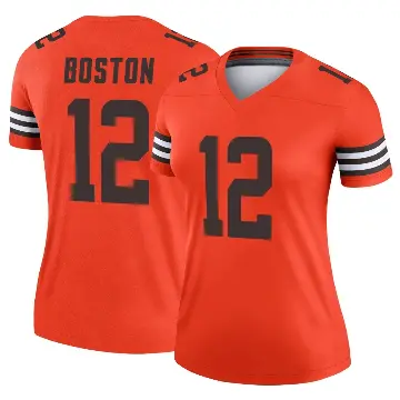 ＃12 Women's Denzel Boston Orange Legend Cleveland Browns Inverted Jersey