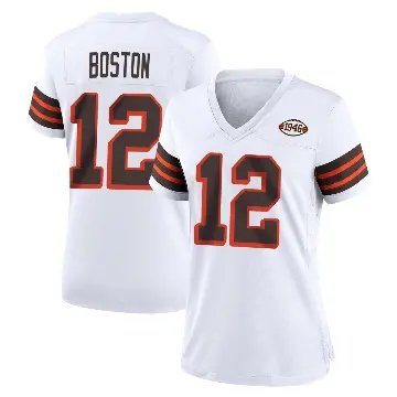 ＃12 Women's Denzel Boston White Game Cleveland Browns 1946 Collection Alternate Jersey