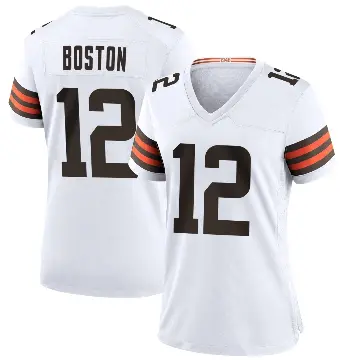 ＃12 Women's Denzel Boston White Game Cleveland Browns Jersey
