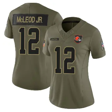 ＃12 Women's Rodney McLeod Jr. Olive Limited Cleveland Browns 2025 Salute to Service Jersey