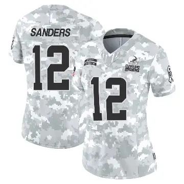 ＃12 Women's Shedeur Sanders Arctic Camo Limited Cleveland Browns 2024 Salute to Service Jersey