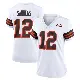 ＃12 Women's Shedeur Sanders White Game Cleveland Browns 1946 Collection Alternate Jersey