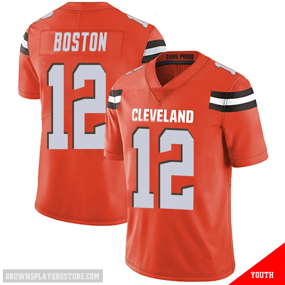 ＃12 Youth Denzel Boston Orange Limited Cleveland Browns Alternate Vapor Untouchable Jersey