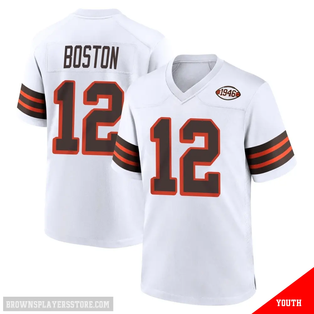 ＃12 Youth Denzel Boston White Game Cleveland Browns 1946 Collection Alternate Jersey