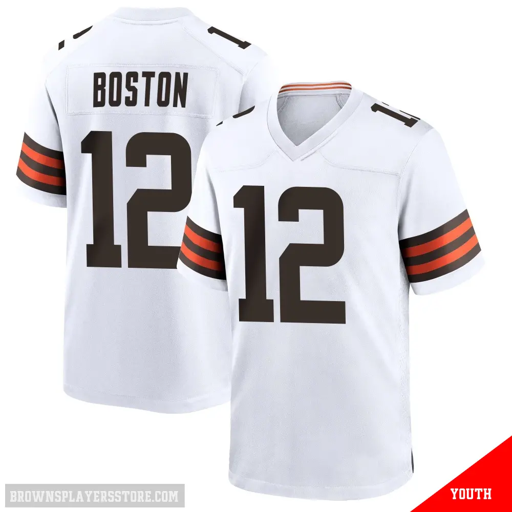 ＃12 Youth Denzel Boston White Game Cleveland Browns Jersey