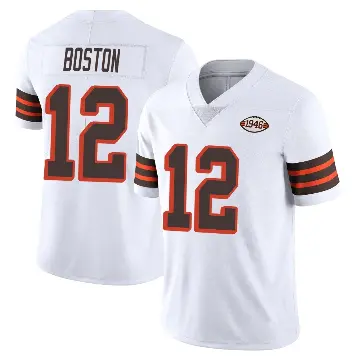 ＃12 Youth Denzel Boston White Limited Cleveland Browns Vapor 1946 Collection Alternate Jersey