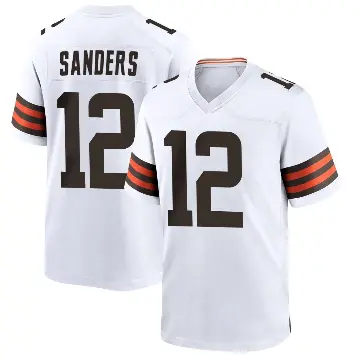 ＃12 Youth Shedeur Sanders White Game Cleveland Browns Jersey