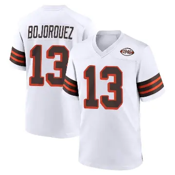 ＃13 Men's Corey Bojorquez White Game Cleveland Browns 1946 Collection Alternate Jersey
