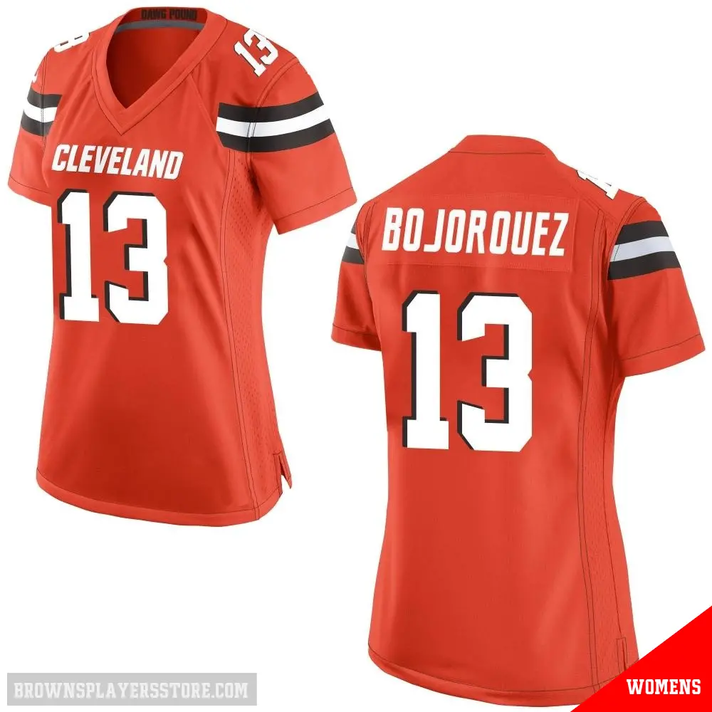 ＃13 Women's Corey Bojorquez Orange Game Cleveland Browns Alternate Jersey
