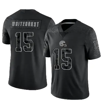 ＃15 Men's Charlie Whitehurst Black Limited Cleveland Browns Reflective Jersey