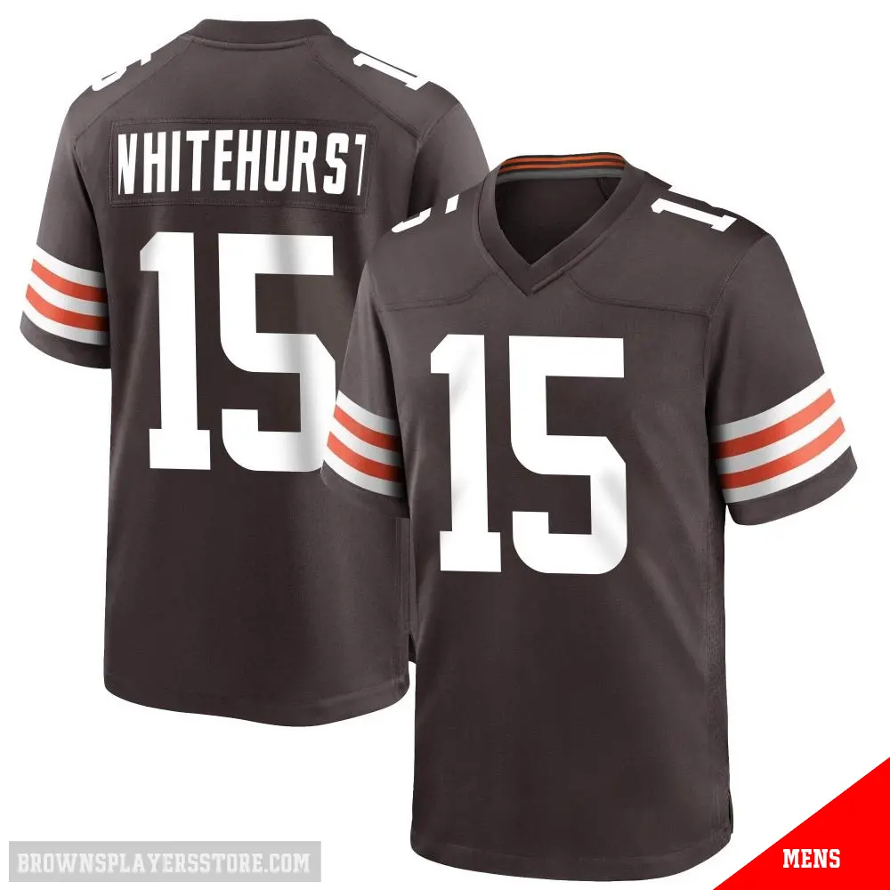 ＃15 Men's Charlie Whitehurst Brown Game Cleveland Browns Team Color Jersey