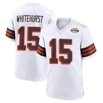 ＃15 Men's Charlie Whitehurst White Game Cleveland Browns 1946 Collection Alternate Jersey
