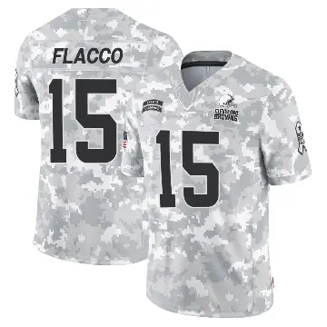 ＃15 Men's Joe Flacco Arctic Camo Limited Cleveland Browns 2024 Salute to Service Jersey