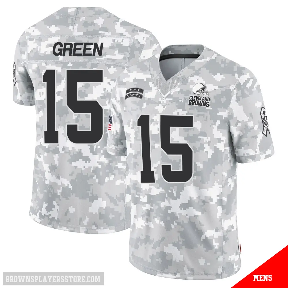 ＃15 Men's Taylen Green Arctic Camo Limited Cleveland Browns 2024 Salute to Service Jersey
