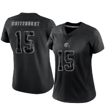＃15 Women's Charlie Whitehurst Black Limited Cleveland Browns Reflective Jersey