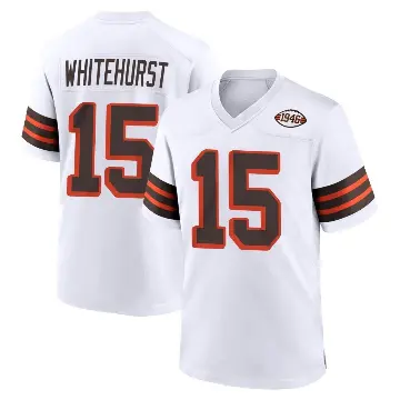 ＃15 Youth Charlie Whitehurst White Game Cleveland Browns 1946 Collection Alternate Jersey