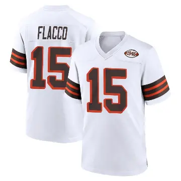 ＃15 Youth Joe Flacco White Game Cleveland Browns 1946 Collection Alternate Jersey