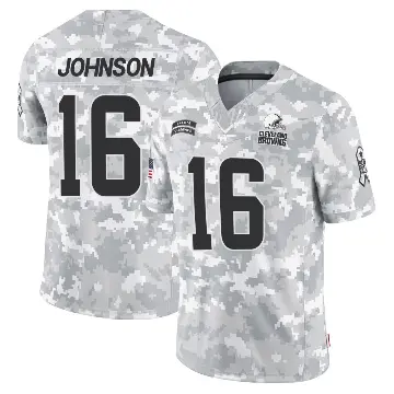 ＃16 Men's Diontae Johnson Arctic Camo Limited Cleveland Browns 2024 Salute to Service Jersey