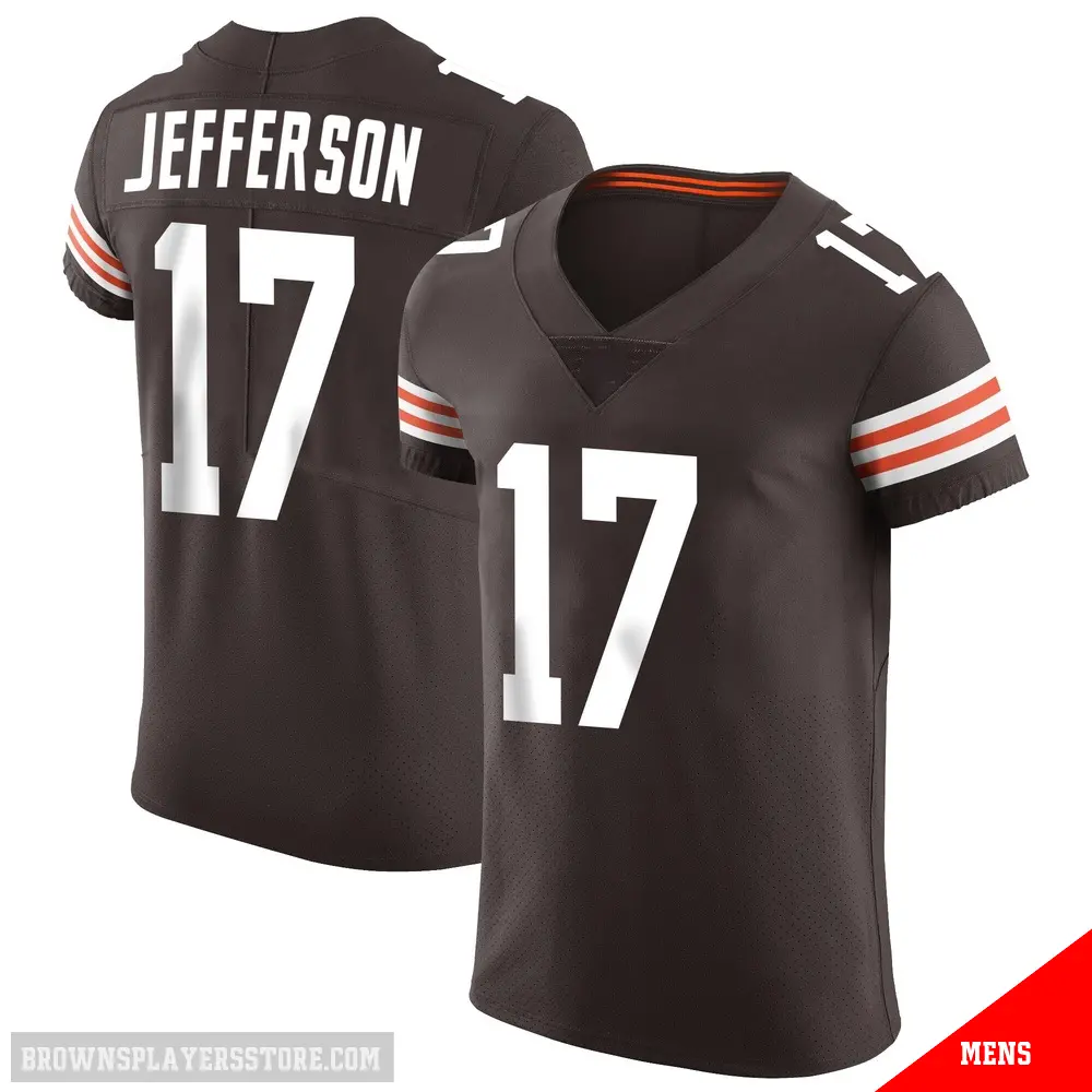＃17 Men's Justin Jefferson Brown Elite Cleveland Browns Vapor Jersey