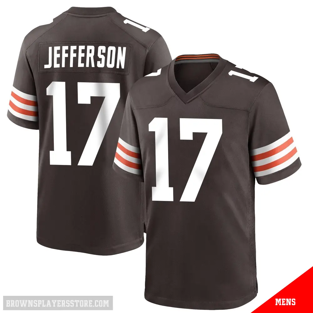 ＃17 Men's Justin Jefferson Brown Game Cleveland Browns Team Color Jersey