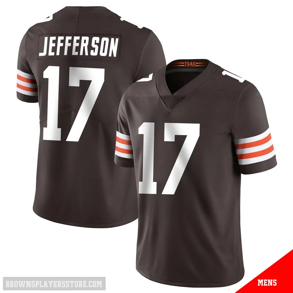 ＃17 Men's Justin Jefferson Brown Limited Cleveland Browns Team Color Vapor Untouchable Jersey