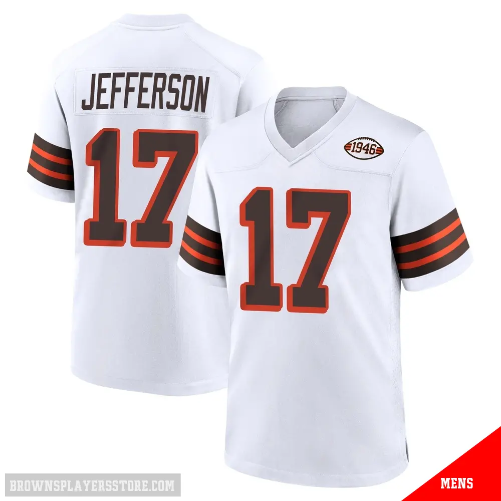＃17 Men's Justin Jefferson White Game Cleveland Browns 1946 Collection Alternate Jersey