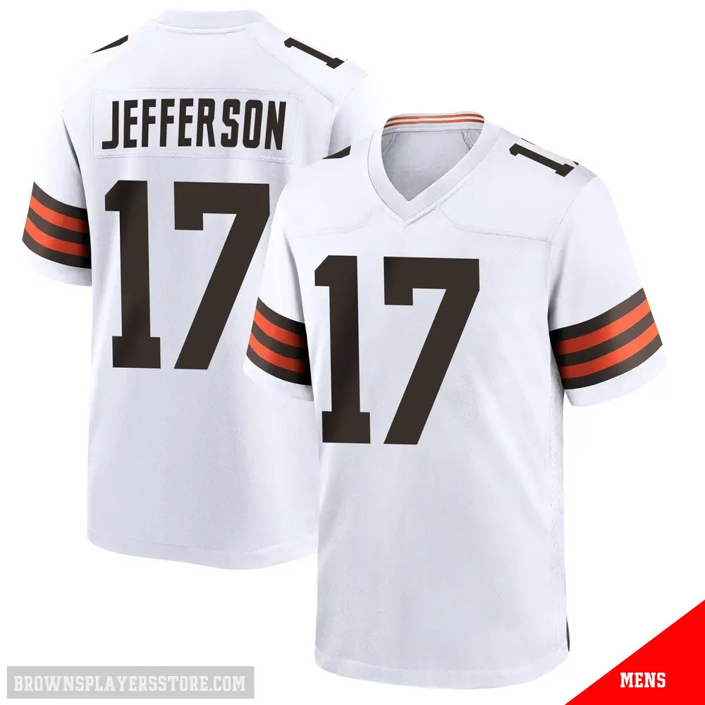 ＃17 Men's Justin Jefferson White Game Cleveland Browns Jersey