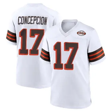 ＃17 Men's KC Concepcion White Game Cleveland Browns 1946 Collection Alternate Jersey
