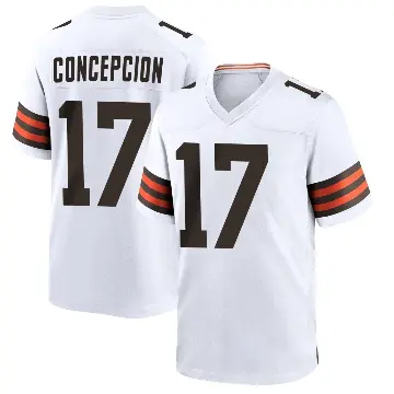 ＃17 Men's KC Concepcion White Game Cleveland Browns Jersey