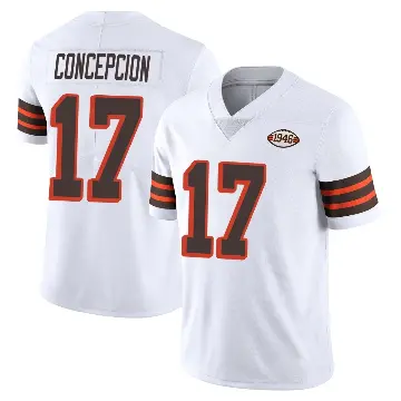 ＃17 Men's KC Concepcion White Limited Cleveland Browns Vapor 1946 Collection Alternate Jersey