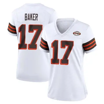 ＃17 Women's Jerome Baker White Game Cleveland Browns 1946 Collection Alternate Jersey