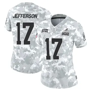 ＃17 Women's Justin Jefferson Arctic Camo Limited Cleveland Browns 2024 Salute to Service Jersey