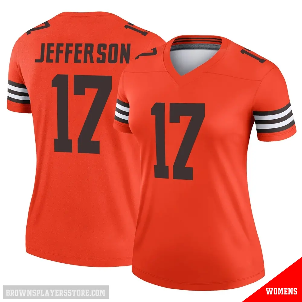＃17 Women's Justin Jefferson Orange Legend Cleveland Browns Inverted Jersey