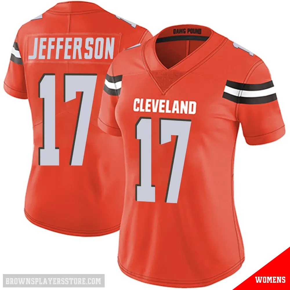 ＃17 Women's Justin Jefferson Orange Limited Cleveland Browns Alternate Vapor Untouchable Jersey