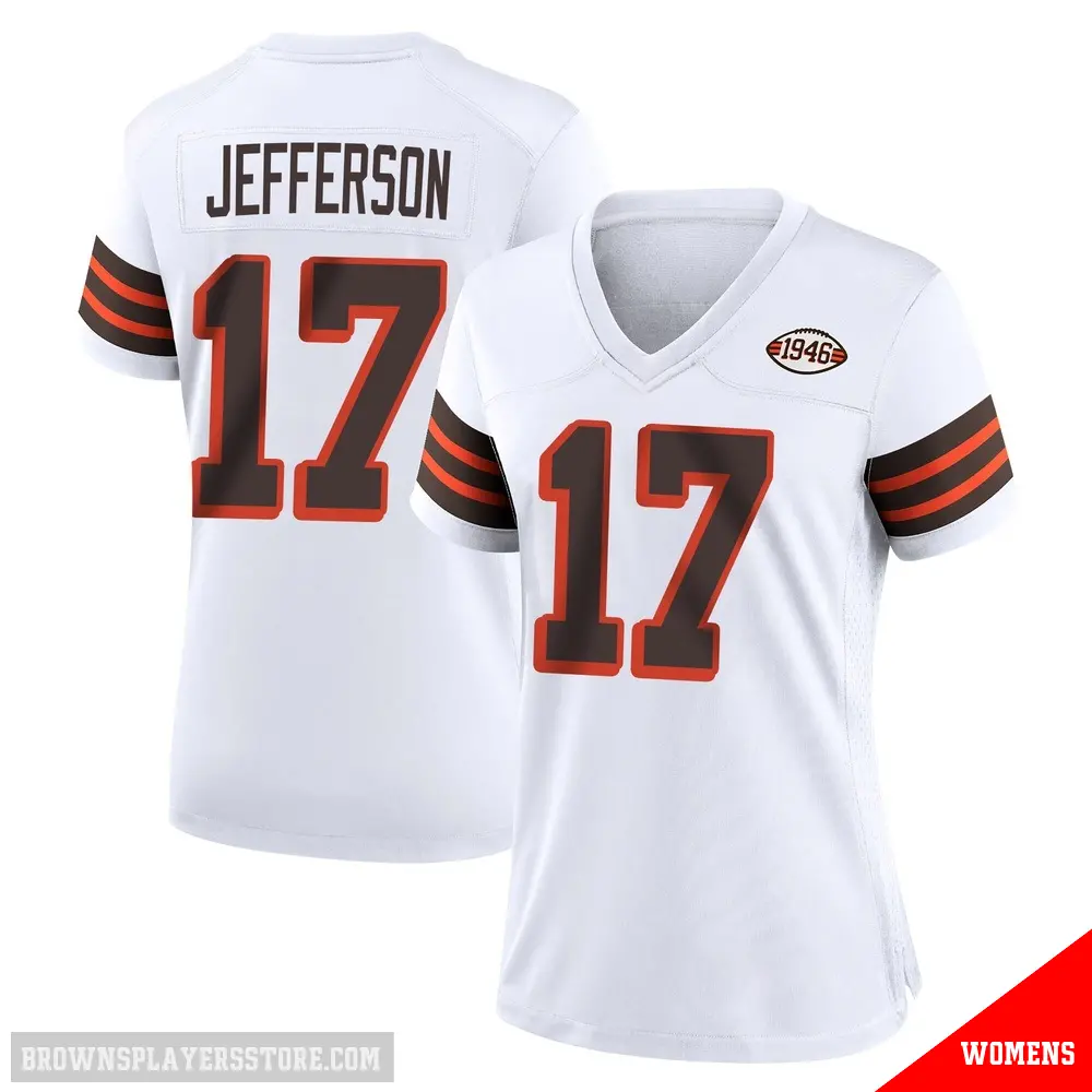 ＃17 Women's Justin Jefferson White Game Cleveland Browns 1946 Collection Alternate Jersey