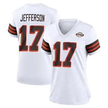 ＃17 Women's Justin Jefferson White Game Cleveland Browns 1946 Collection Alternate Jersey