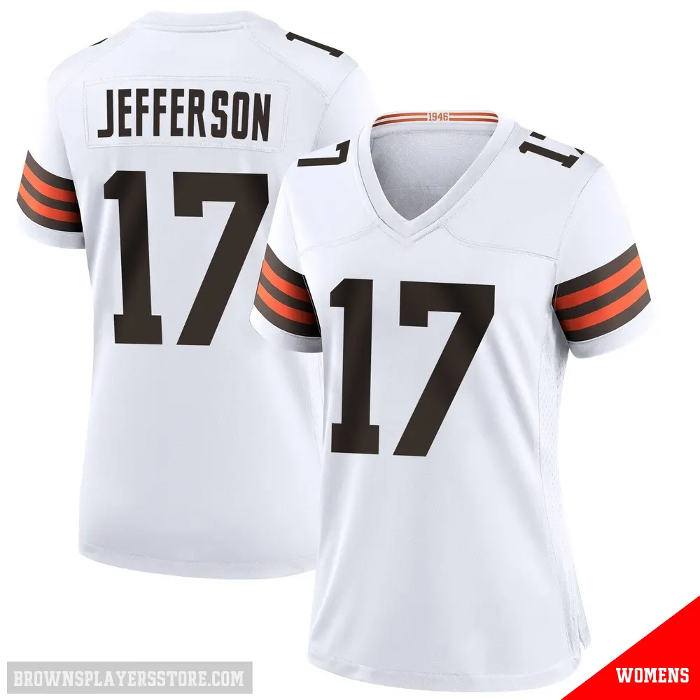 ＃17 Women's Justin Jefferson White Game Cleveland Browns Jersey